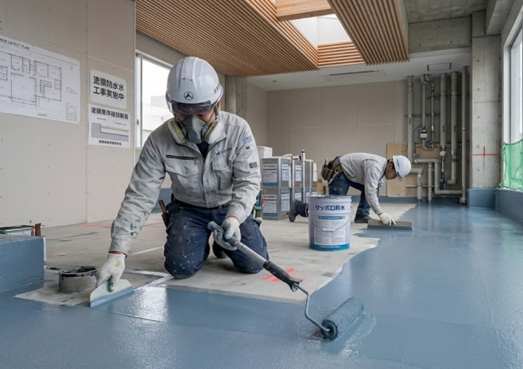 屋上やベランダの形状に合わせて施工する塗膜防水